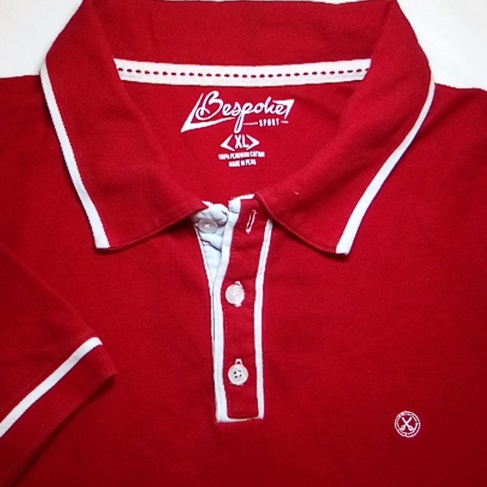 Bespoke, Size XL, Red w/White Trim, Short Sleeve Polo Shirt